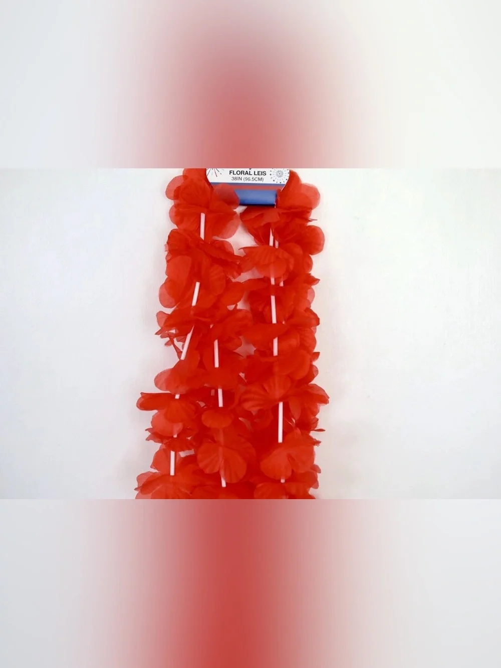 4th of July Red Floral Leis, 3 Pack - Hawaiian, Tropical, Summer Theme Party